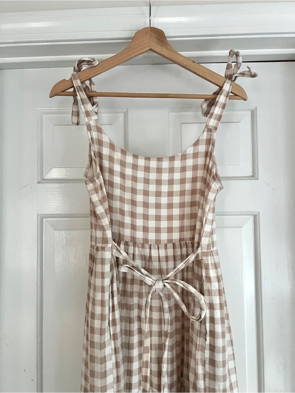 Little Cottonwood Women’s Magnolia Midi Dress in Tan Gingham - Picture 3 of 4